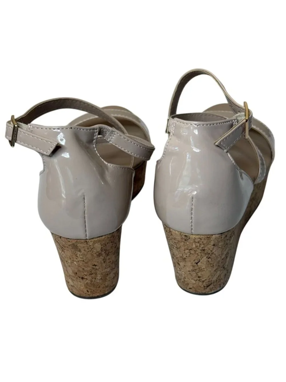 Pierre Dumas Women's Cork Platform Wedge Sandals Nude Strappy Heel Size 9